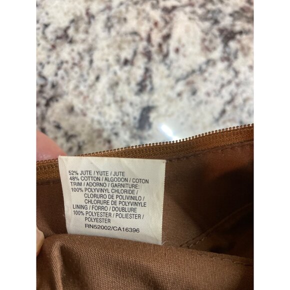 Liz Claiborne Shoulder Bag Beige Brown  Jute Cotton Blend Minimalist Preppy - Picture 5 of 10